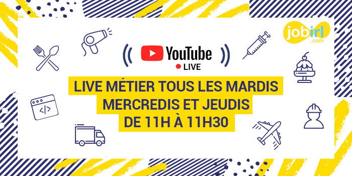 Logo #JobIRLpartenLive : découvre nos interviews vidéo métiers sur YouTube