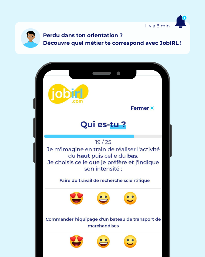 ecran telephone test d'orientation